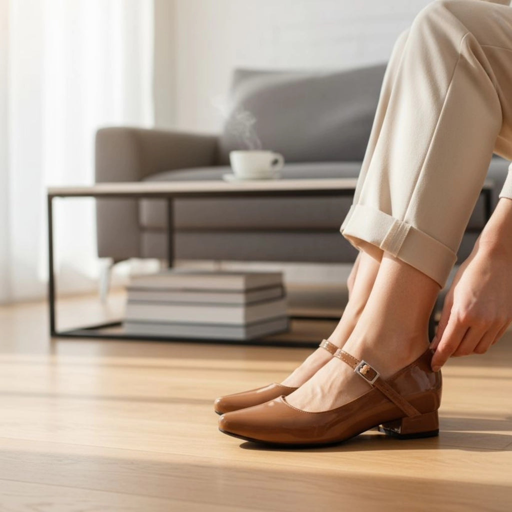 Stilettos Old Money charol dulce de leche